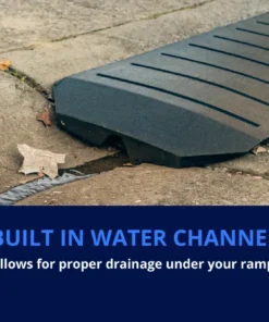 The Original Smooth Curb Driveway Curb Ramp Smooth Curb™'s built in water channel with water flowing underneath