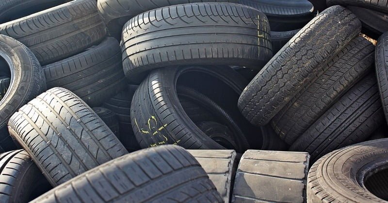 a pile of rubber tires