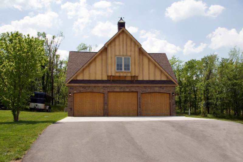Detached 3 Car Garage with steep driveway