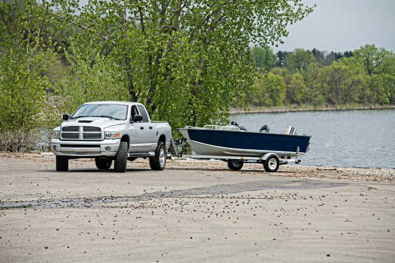 Pickup Truck with boat - Driveway ramp for boats