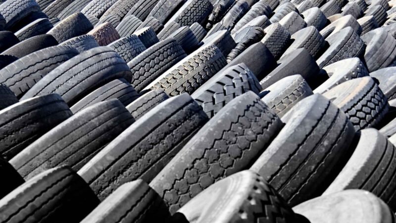 Rubber Tires Ready For Bulk Waste Recycling